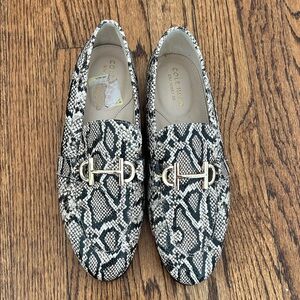 Cole Haan Black and White Snake Print Loafers